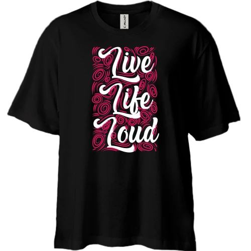 Футболка двонитка Oversize, Чорний, Live like loud