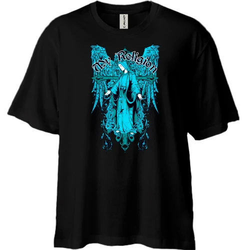 Футболка двунитка Oversize, Черный, My religion