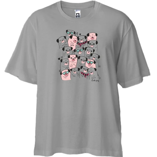 Футболка двунитка Oversize, Серый, Dogs Собаки