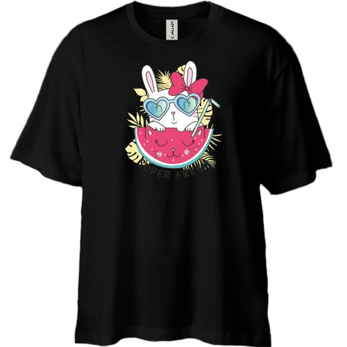 Футболка двунитка Oversize, Черный, Super Fresh Кролик