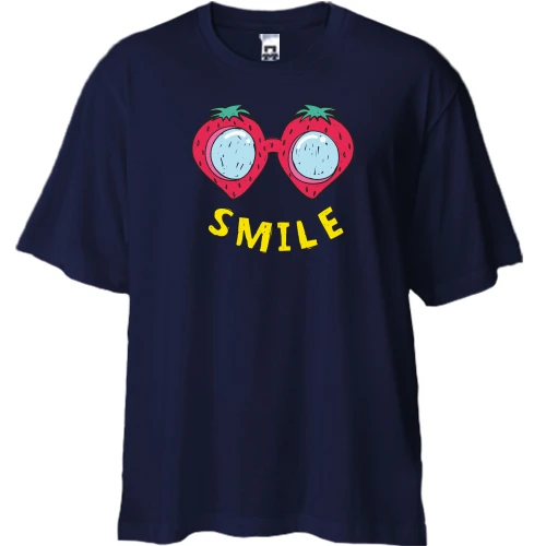 Футболка двунитка Oversize, Синий, Smile Клубника