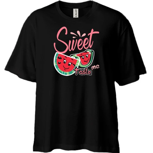Футболка двунитка Oversize, Черный, Sweet Арбуз