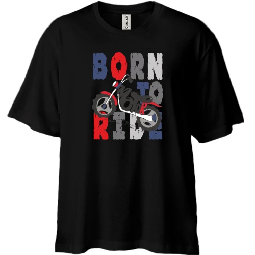 Футболка двунитка Oversize, Черный, Born to Ride Мотоцикл