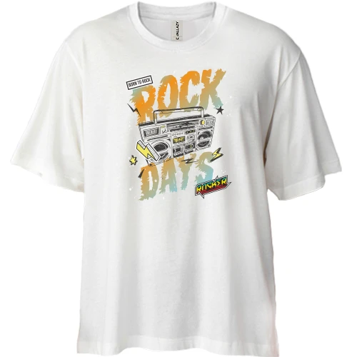 Футболка двунитка Oversize, Белый, Rock Days Бум бокс