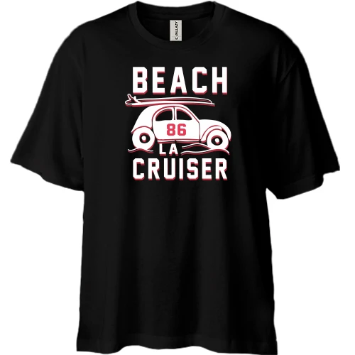 Футболка двонитка Oversize, Чорний, Beach Cruiser Авто