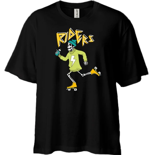 Футболка двунитка Oversize, Черный, Riders Скелет