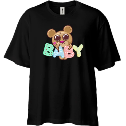 Футболка двунитка Oversize, Черный, Baby Bear Медвежонок
