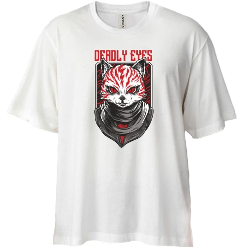 Футболка двунитка Oversize, Белый, Anime Cat Аниме Кот