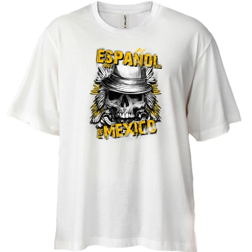 Футболка двунитка Oversize, Белый, Spanish Череп