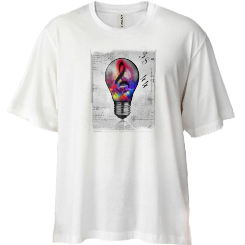 Футболка двунитка Oversize, Белый, Music Lamp