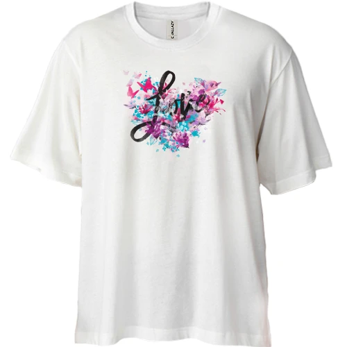 Футболка двунитка Oversize, Белый, Love Heart Любовь Сердце