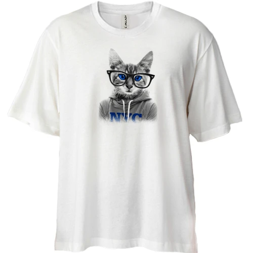 Футболка двонитка Oversize, Білий, Smart Cat Розумний Кіт