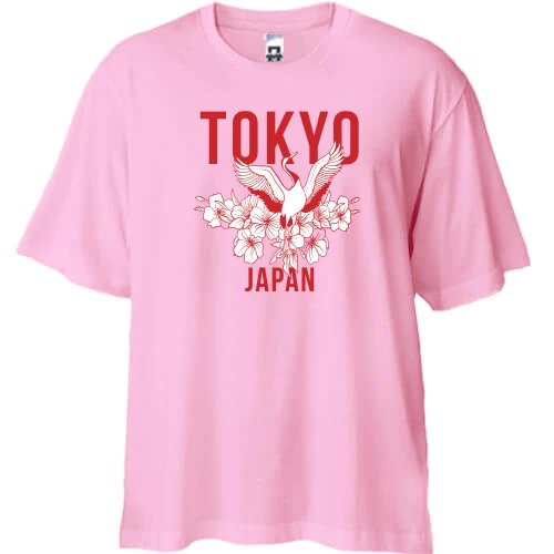 Футболка двонитка Oversize, Рожевий, Tokyo Japan