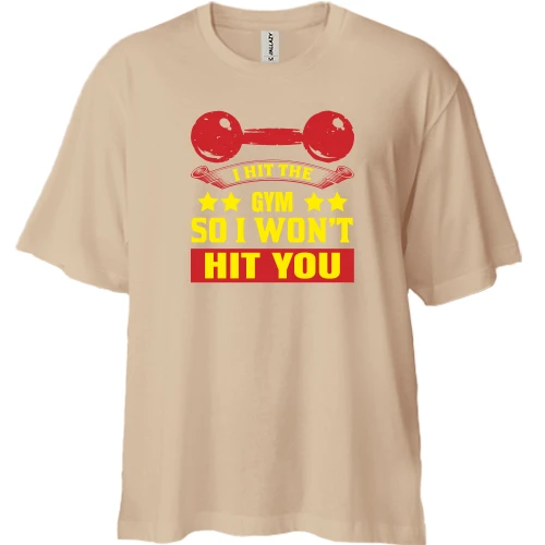 Футболка двунитка Oversize, Черный, I hit the gym So I want hit you