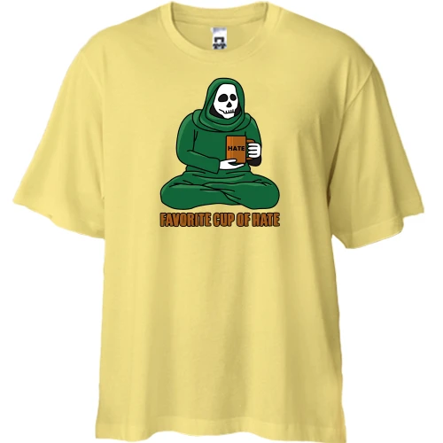 Футболка двонитка Oversize, Жовтий, Favorite cup of hate