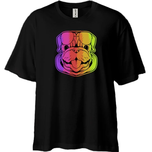 Футболка двонитка Oversize, Чорний, Rainbow Dog
