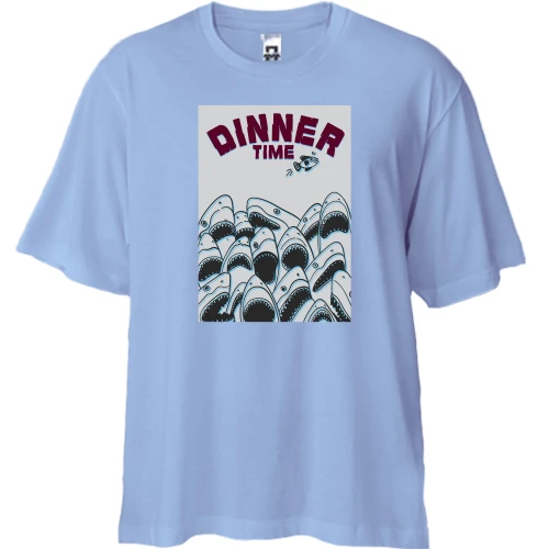 Футболка двунитка Oversize, Синий, Dinner time
