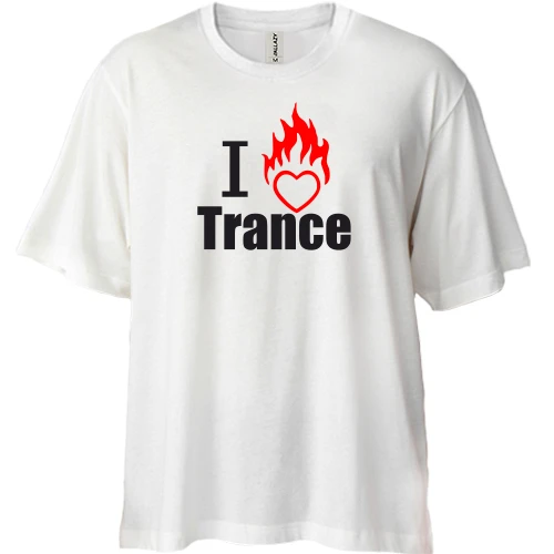 Футболка двунитка Oversize, Желтый, I love Trance (3)