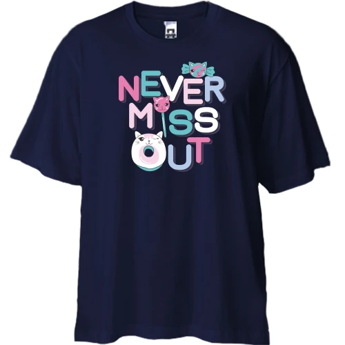 Футболка двунитка Oversize, Синий, Never miss out