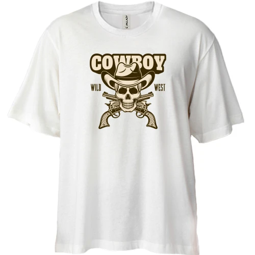 Футболка двонитка Oversize, Білий, Cowboy Wild West