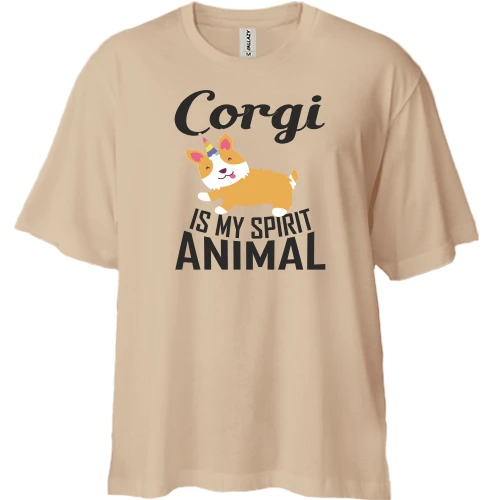 Футболка двунитка Oversize, Белый, Corgi - is my spirit animal