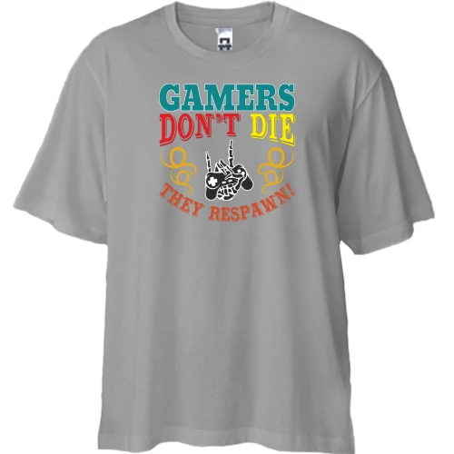 Футболка двунитка Oversize, Серый, Gamers not die
