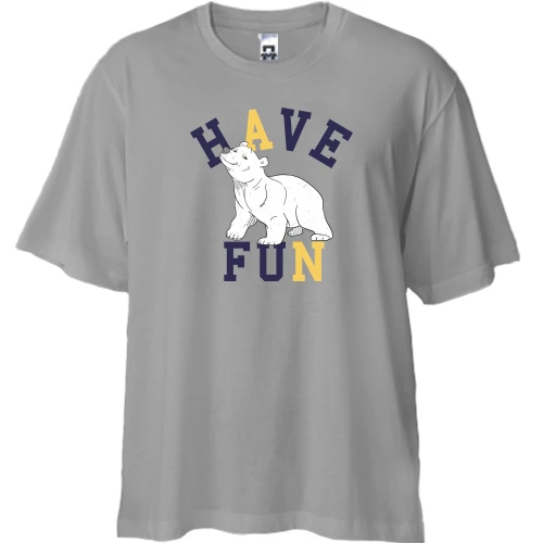 Футболка двонитка Oversize, Сірий, Have fun