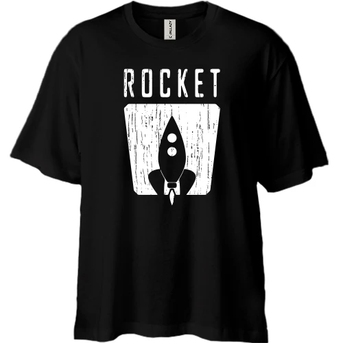 Футболка двунитка Oversize, Черный, Rocket