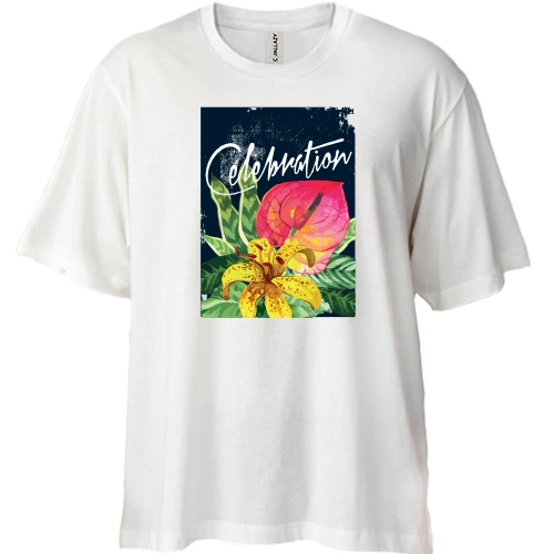 Футболка двонитка Oversize, Білий, Celebration