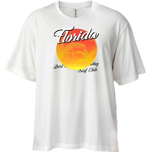 Футболка двунитка Oversize, Белый, Florida Surf Club