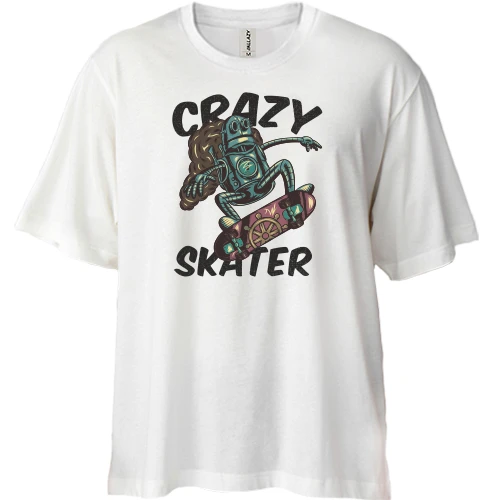 Футболка двунитка Oversize, Белый, Robot Crazy Skater