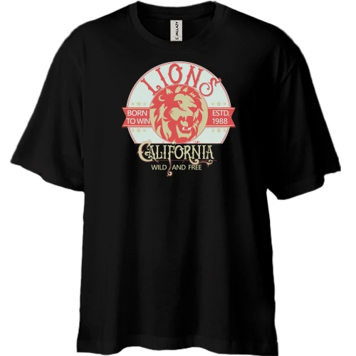 Футболка двонитка Oversize, Чорний, Lions California