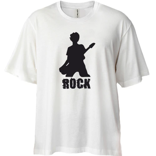 Футболка двонитка Oversize, Білий, Rock (5)