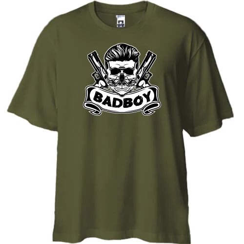 Футболка двунитка Oversize, Хаки, Bad Boy Skull