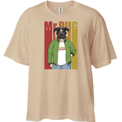 Футболка двунитка Oversize, Белый, Mr Pug