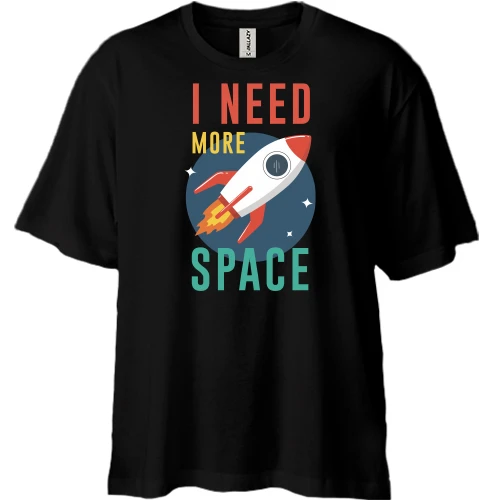 Футболка двунитка Oversize I need more space с ракетой