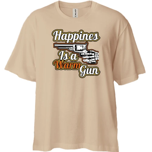 Футболка двонитка Oversize, Білий, Happiness is a warm gun