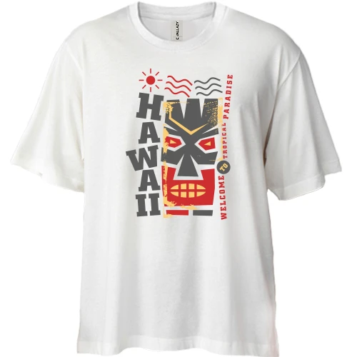 Футболка двонитка Oversize, Білий, Hawaii