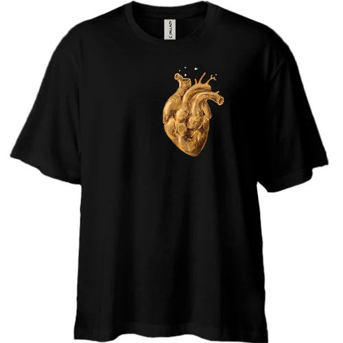 Футболка двунитка Oversize, Черный, Golden Heart