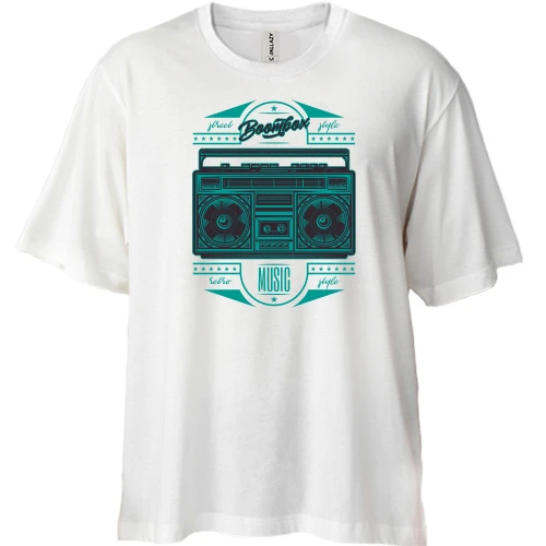Футболка двонитка Oversize, Білий, Boombox Music