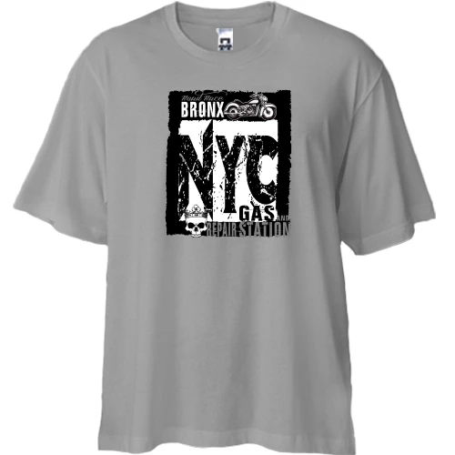 Футболка двунитка Oversize, Серый, Bronx NYC Gas