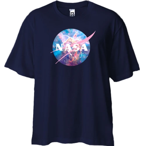 Футболка двонитка Oversize, Синій, NASA (барвистий космос)