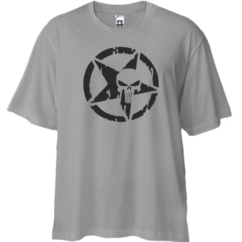 Футболка двонитка Oversize з черепом і зіркою