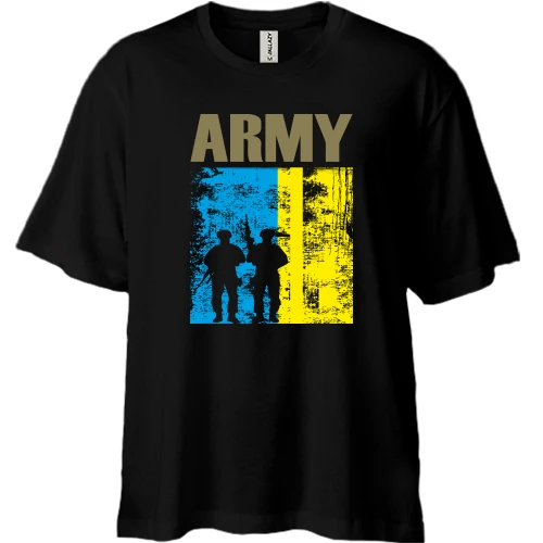 Футболка двонитка Oversize, Чорний, UA ARMY
