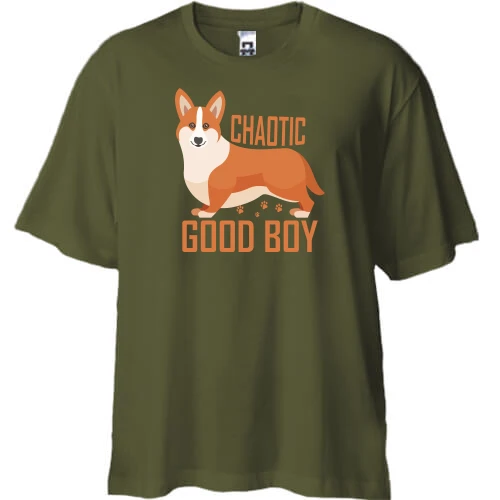 Футболка двунитка Oversize, Черный, Chaotic good boy