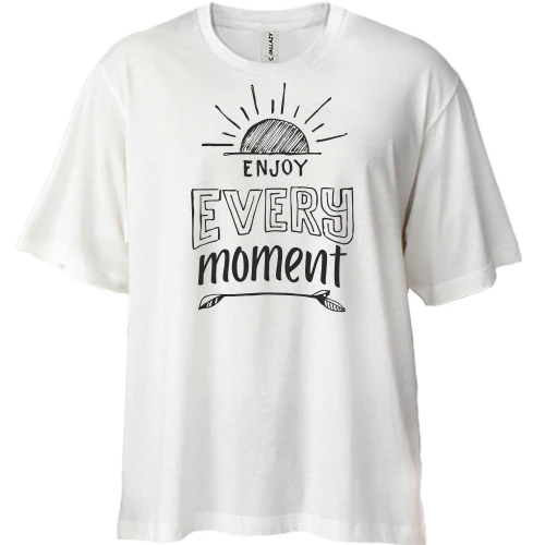 Футболка двунитка Oversize, Белый, Enjoy every moment