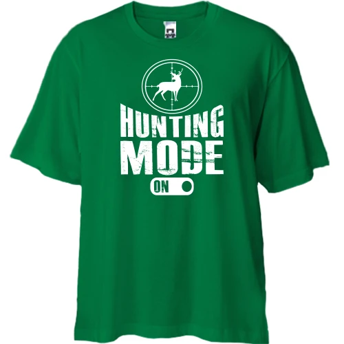 Футболка двунитка Oversize, Зеленый, Hunting mode on