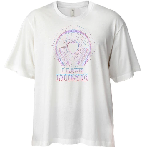 Футболка двонитка Oversize з написом "I love music"