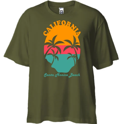 Футболка двонитка Oversize з написом "California Santa Maria Beach"