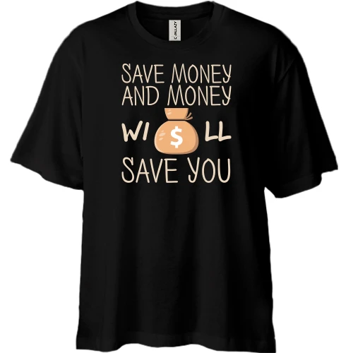 Футболка двунитка Oversize с надписью "Save money"